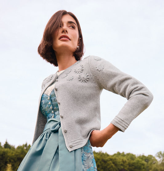 Trachten Jacke, Spieth & Wensky, Hohenthann, grau, Strickjacke