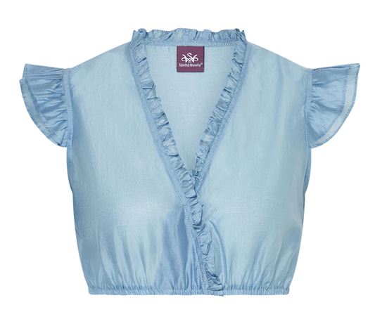 Dirndlbluse, Spieth & Wensky, hellblau, Fran Chiffon Flügelärmel