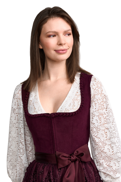 Dirndlbluse Krüger Collections, Eda, V-Ausschnitt, Spitze, ecru