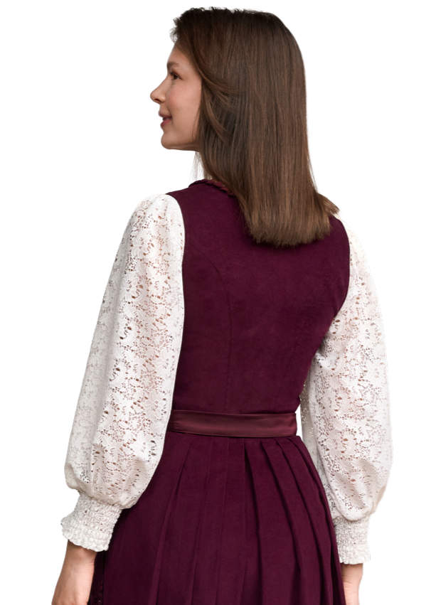 Dirndlbluse Krüger Collections, Eda, V-Ausschnitt, Spitze, ecru