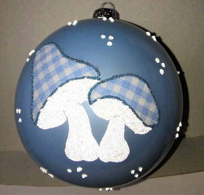 Christbaum Kugel, Weihnachtsschmuck, blau Pilze Weihnachten Alpenfunkeln 