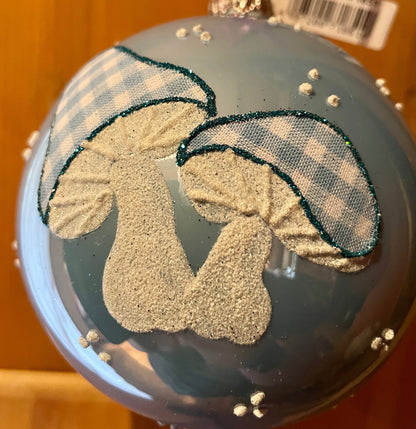 Christbaum Kugel, Weihnachtsschmuck, blau Pilze Weihnachten Alpenfunkeln 