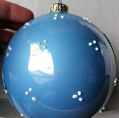 Christbaum Kugel, Weihnachtsschmuck, blau Pilze Weihnachten Alpenfunkeln 