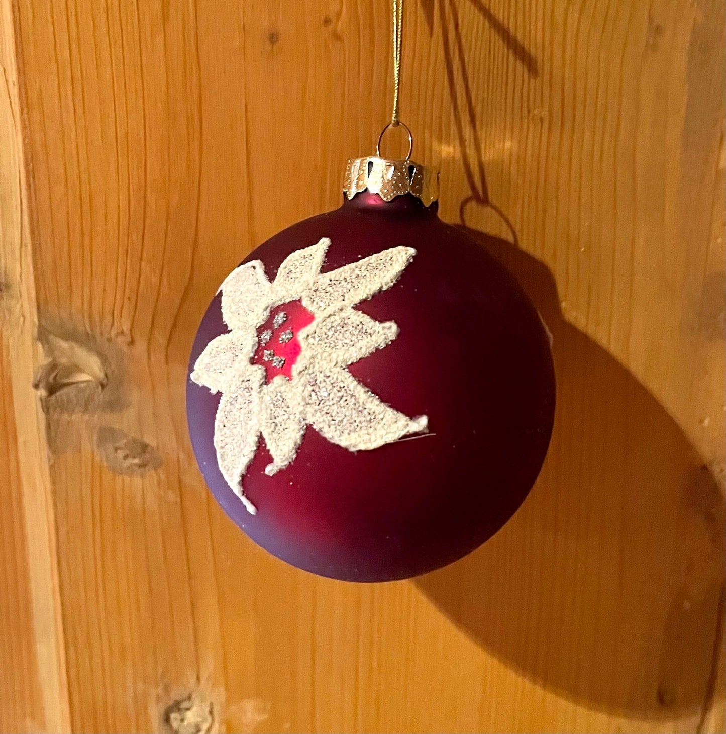 Christbaum Kugel, Weihnachtsschmuck, Rot, Edelweiß, 6 cm Weihnachten Alpenfunkeln 