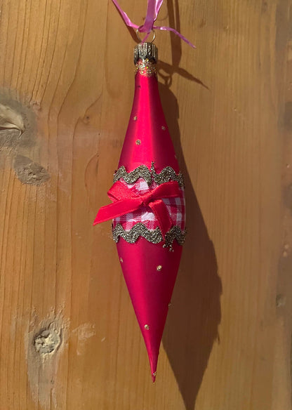 Christbaum Kugel, Weihnachtsschmuck, Zapfen Tropfen rot Weihnachten Alpenfunkeln 