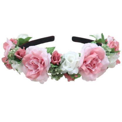 Blüten Haarreifen zum Dirndl, rosa, pink, grün, Braut