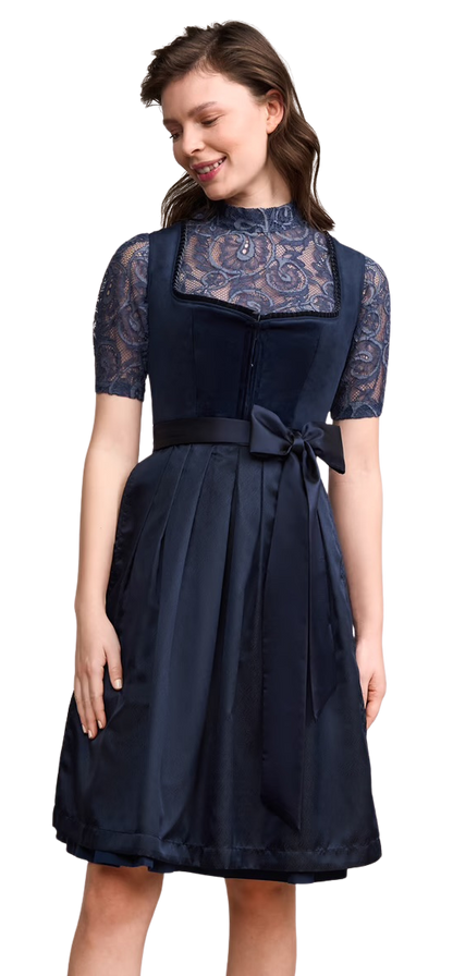 Dirndl Krüger Madl, Elenora, 70 cm, dunkelblau, Samtdirndl