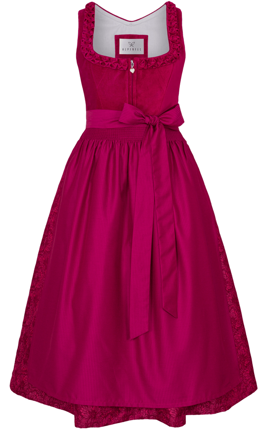 Dirndl Alpenfee, Zazu, Samt pink 75 cm, Große Größen Dirndl Alpenfee 