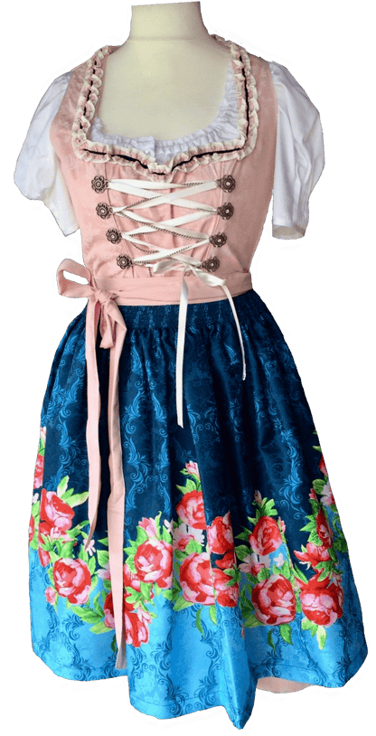 Dirndl Fuchs Trachten, Druckschürze, rosa, Midi 60 cm, Gr. 38 Dirndl Fuchs 