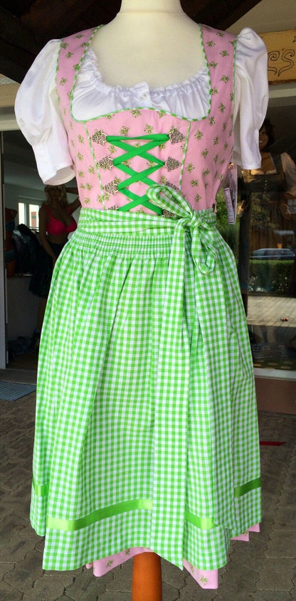 Dirndl Fuchs Trachten, Waschdirndl, grün, rosa, Midi 60 cm Dirndl Fuchs 