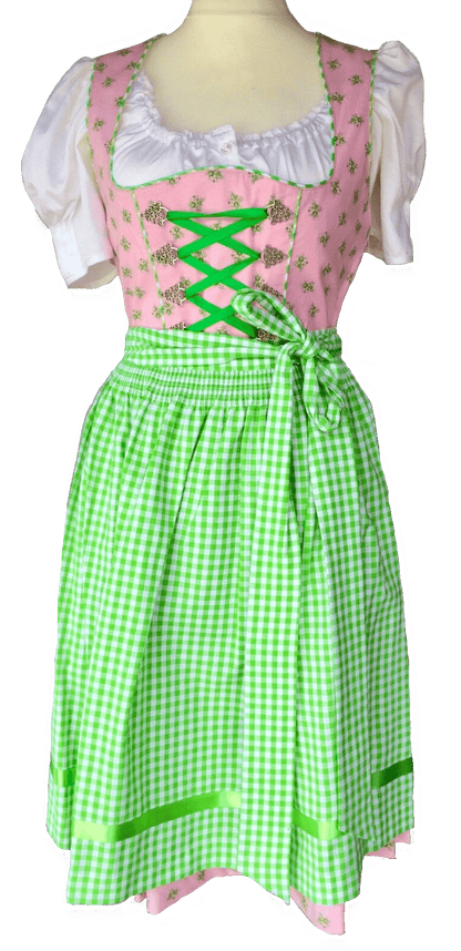 Dirndl Fuchs Trachten, Waschdirndl, grün, rosa, Midi 60 cm Dirndl Fuchs 