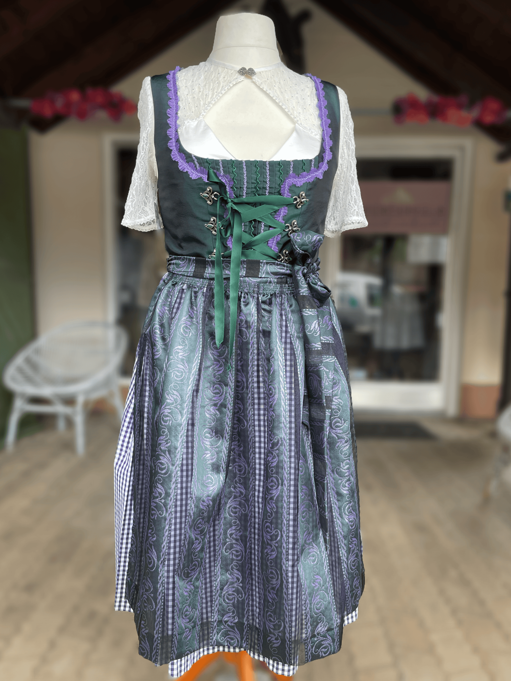 Dirndl Hammerschmid, Midi 70 cm, lila grün, kariert Dirndl Hammerschmid 