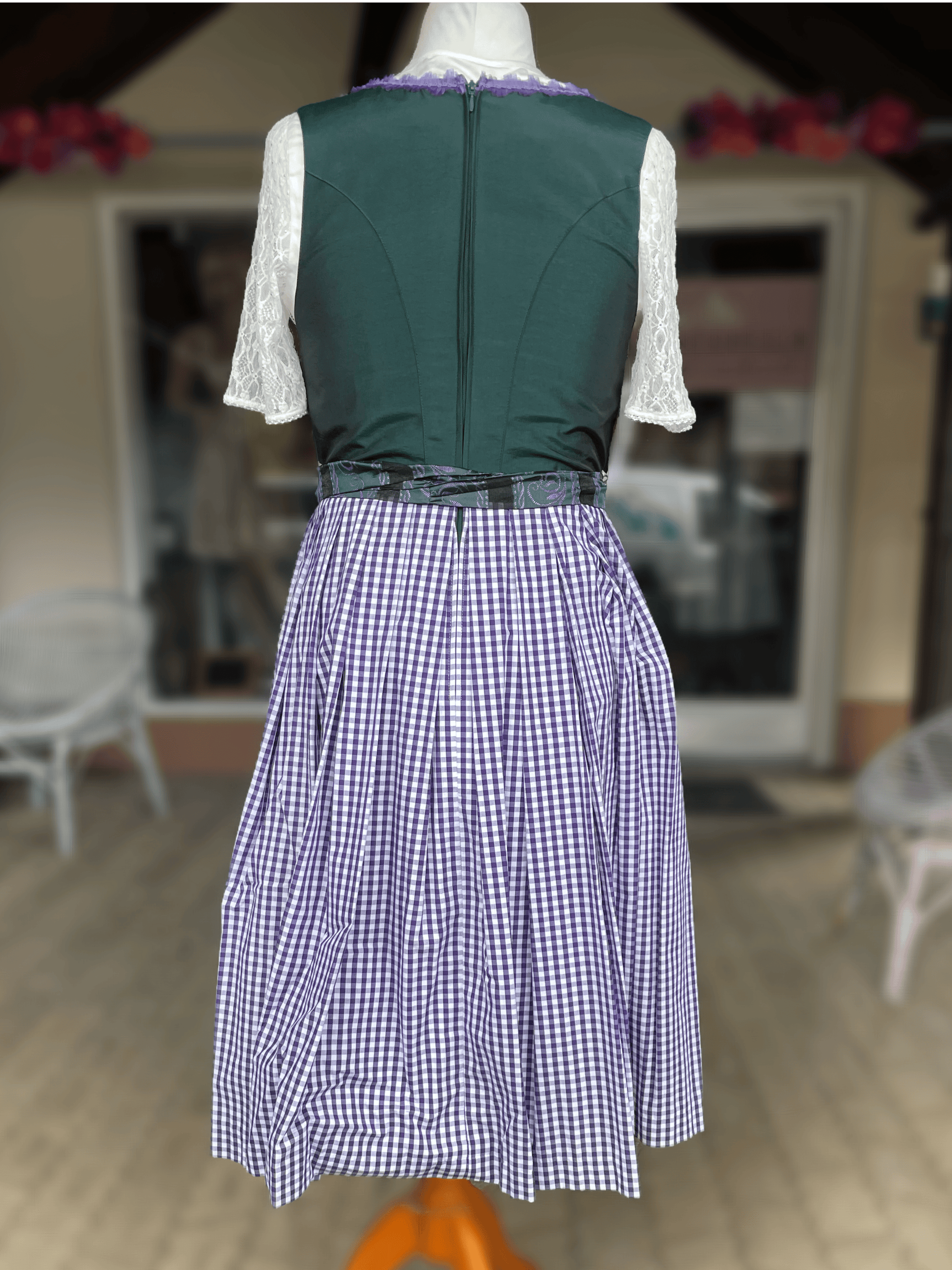 Dirndl Hammerschmid, Midi 70 cm, lila grün, kariert Dirndl Hammerschmid 