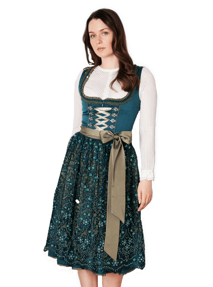 Dirndl Krüger Collection, Midi 70 cm, Cristina, Petrol Glitzer Dirndl Krüger 