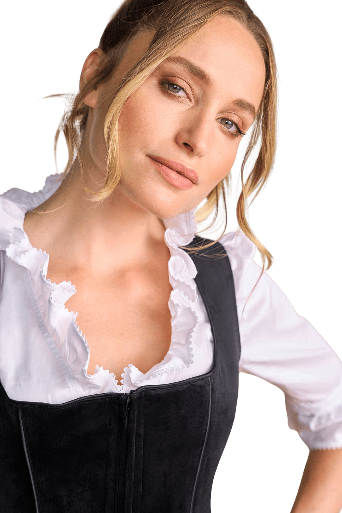 Dirndl Krüger Collections, Lona, Midi 70 cm, gelb, schwarz Samtdirndl Dirndl Krüger 