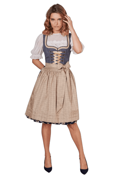 Dirndl Krüger Madl, Justine, 60 cm, Midi, blau, gold Dirndl Krüger 