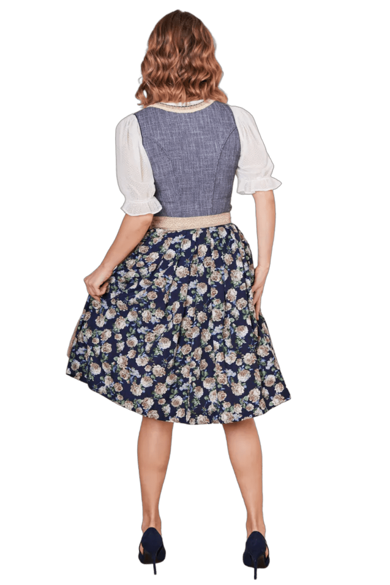 Dirndl Krüger Madl, Justine, 60 cm, Midi, blau, gold Dirndl Krüger 