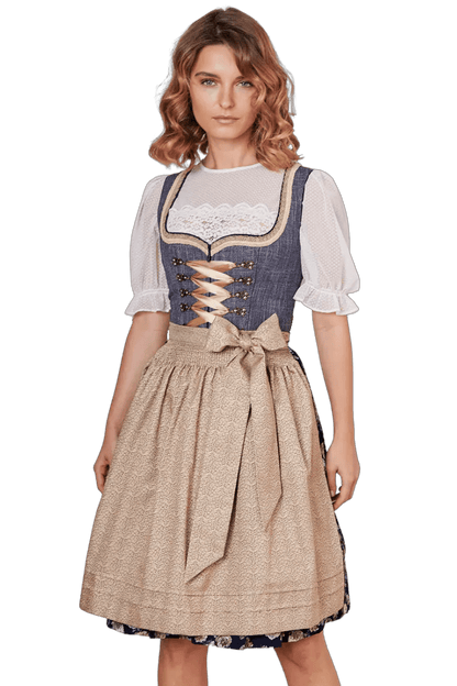 Dirndl Krüger Madl, Justine, 60 cm, Midi, blau, gold Dirndl Krüger 