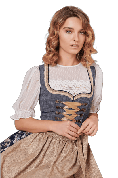 Dirndl Krüger Madl, Justine, 60 cm, Midi, blau, gold Dirndl Krüger 