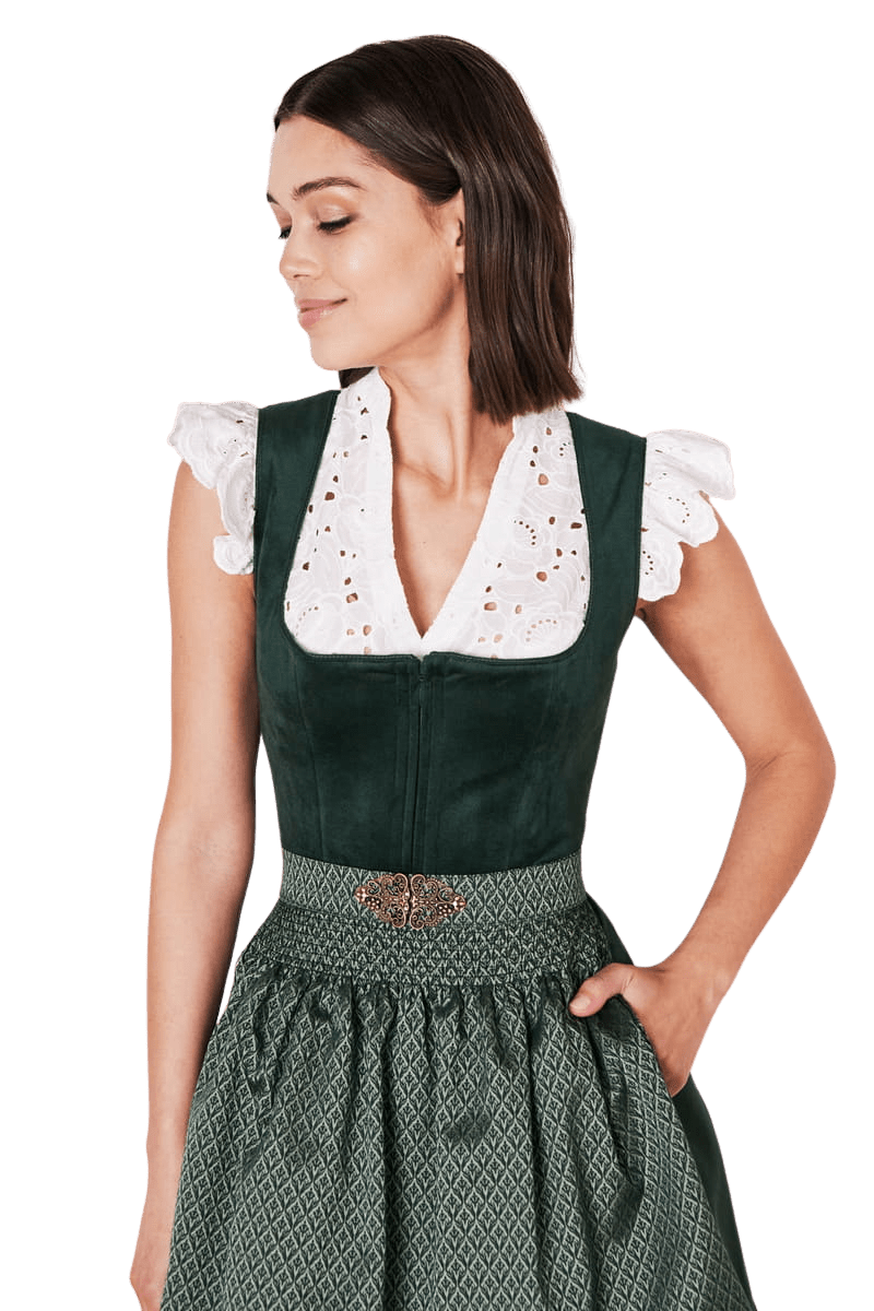 Dirndl Krüger Madl, Midi 60 cm, Alisha Samt dunkelgrün Dirndl Krüger 