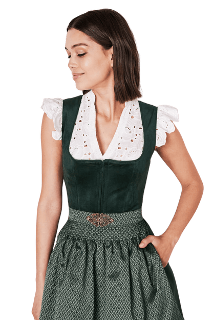 Dirndl Krüger Madl, Midi 60 cm, Alisha Samt dunkelgrün Dirndl Krüger 