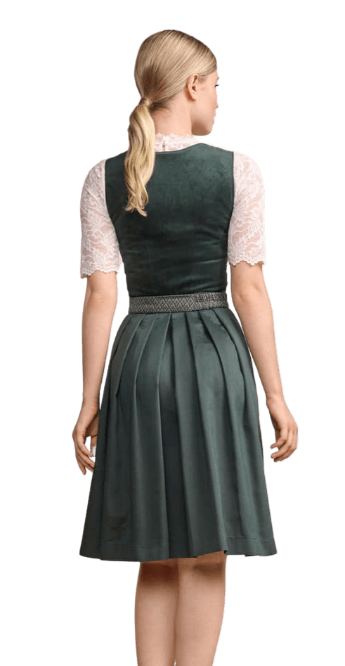 Dirndl Krüger Madl, Midi 60 cm, Alisha Samt dunkelgrün Dirndl Krüger 