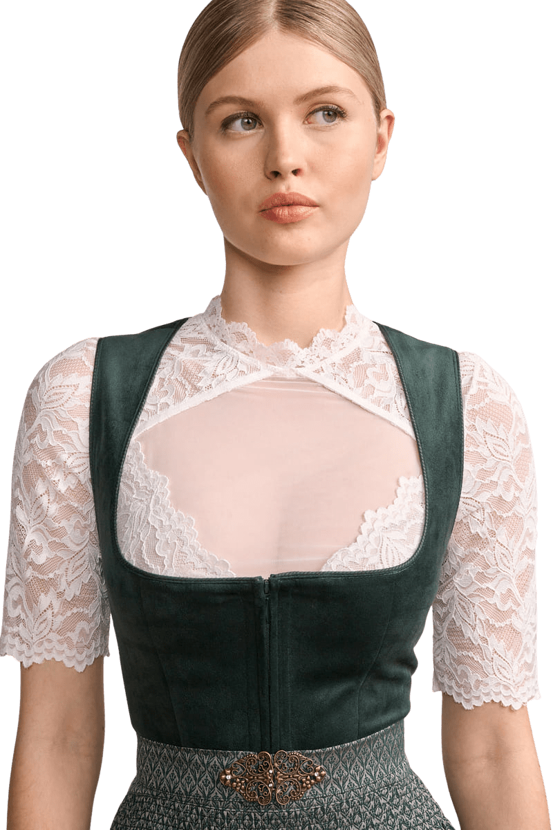 Dirndl Krüger Madl, Midi 60 cm, Alisha Samt dunkelgrün Dirndl Krüger 