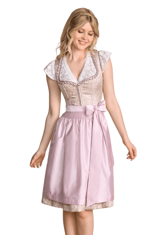 Dirndl Krüger Madl, Midi 60 cm, Bruni, rosa, beige Dirndl Krüger 