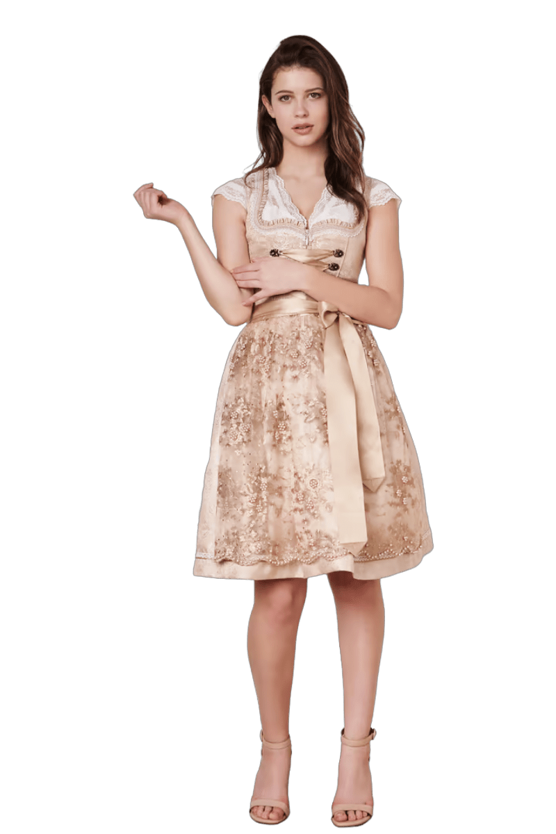 Dirndl Krüger Madl, Midi 60 cm, Kailia, gold, natur, rosa Dirndl Krüger 