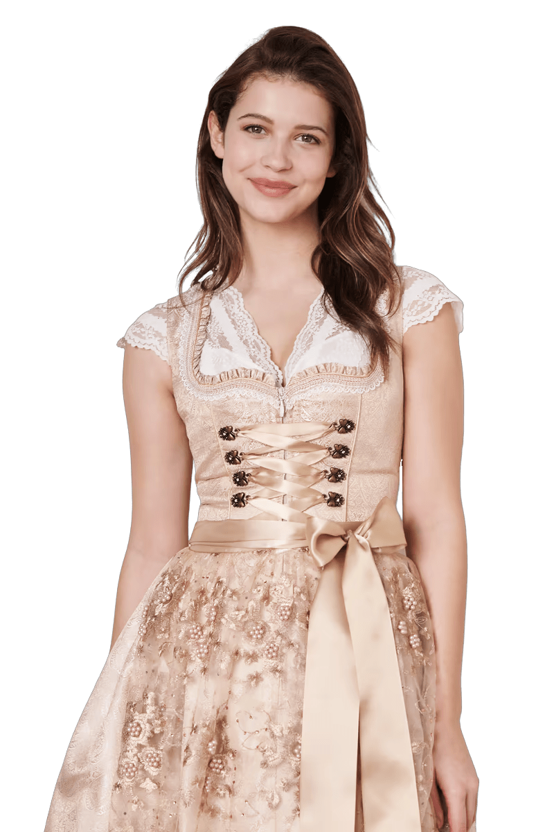 Dirndl Krüger Madl, Midi 60 cm, Kailia, gold, natur, rosa Dirndl Krüger 