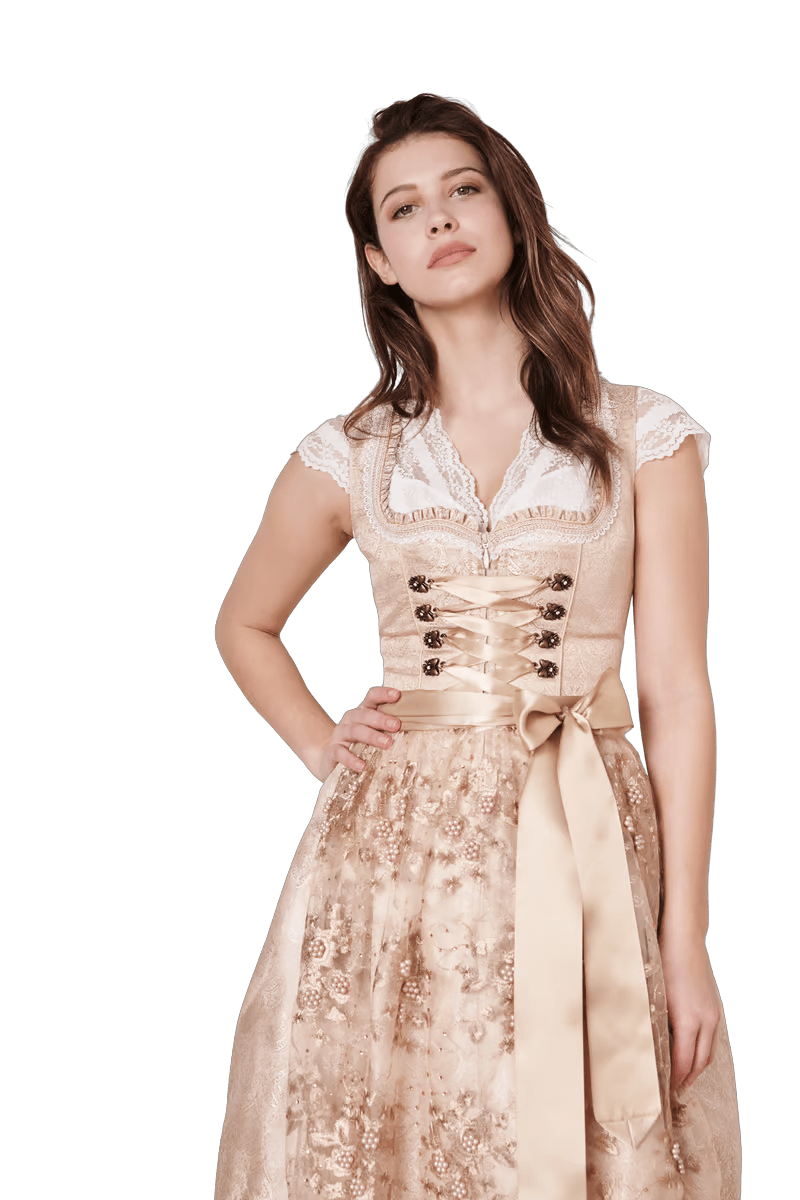 Dirndl Krüger Madl, Midi 60 cm, Kailia, gold, natur, rosa Dirndl Krüger 