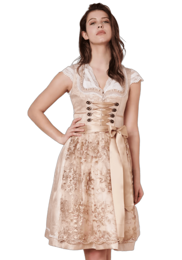 Dirndl Krüger Madl, Midi 60 cm, Kailia, gold, natur, rosa Dirndl Krüger 