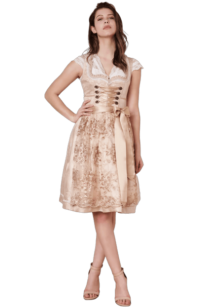 Dirndl Krüger Madl, Midi 60 cm, Kailia, gold, natur, rosa Dirndl Krüger 