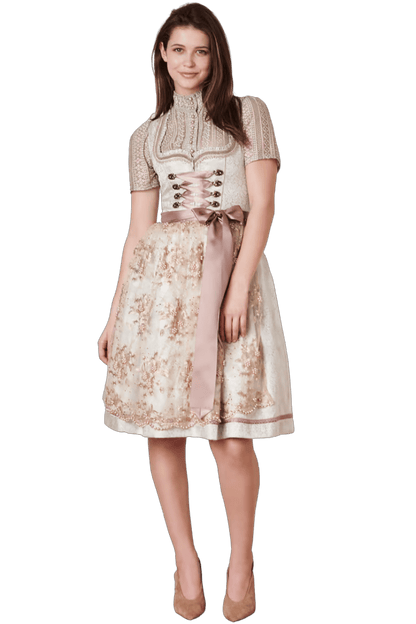 Dirndl Krüger Madl, Midi 60 cm, Sunny, hellgrün, rosa, Perlen Dirndl Krüger 