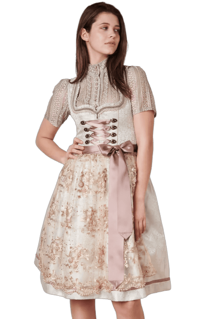 Dirndl Krüger Madl, Midi 60 cm, Sunny, hellgrün, rosa, Perlen Dirndl Krüger 