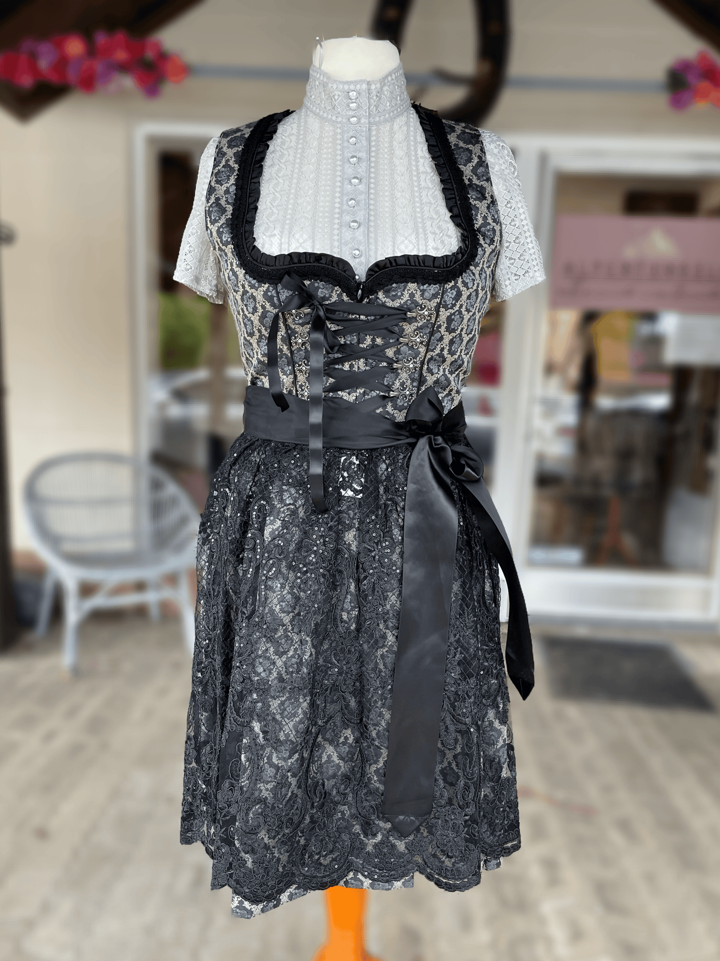 Dirndl Krüger Madl, Midi, Lonie 60 cm, Spitze schwarz Dirndl Krüger 