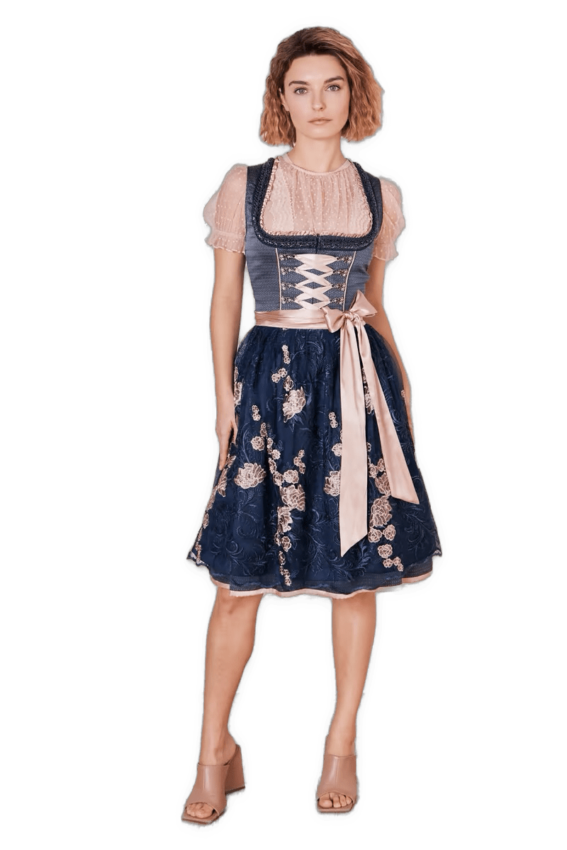 Dirndl Krüger Madl, Tracy, blau rosa, 60 cm, Midi Dirndl Krüger 