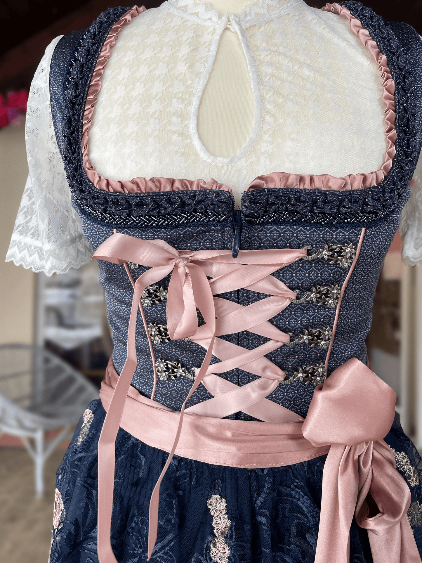 Dirndl Krüger Madl, Tracy, blau rosa, 60 cm, Midi Dirndl Krüger 