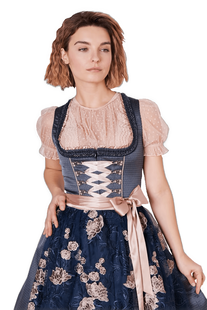 Dirndl Krüger Madl, Tracy, blau rosa, 60 cm, Midi Dirndl Krüger 