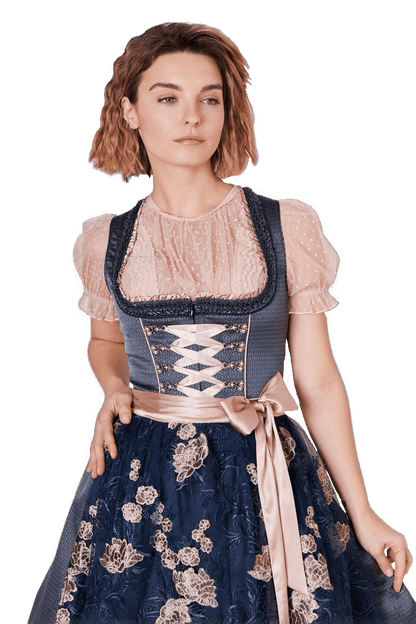 Dirndl Krüger Madl, Tracy, blau rosa, 60 cm, Midi Dirndl Krüger 