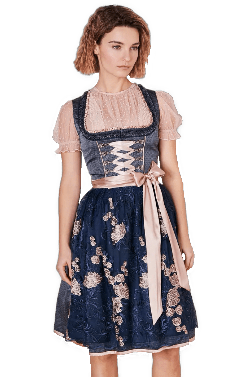 Dirndl Krüger Madl, Tracy, blau rosa, 60 cm, Midi Dirndl Krüger 