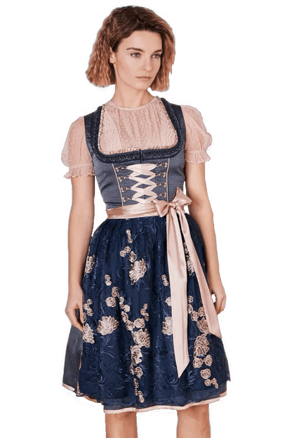 Dirndl Krüger Madl, Tracy, blau rosa, 60 cm, Midi Dirndl Krüger 