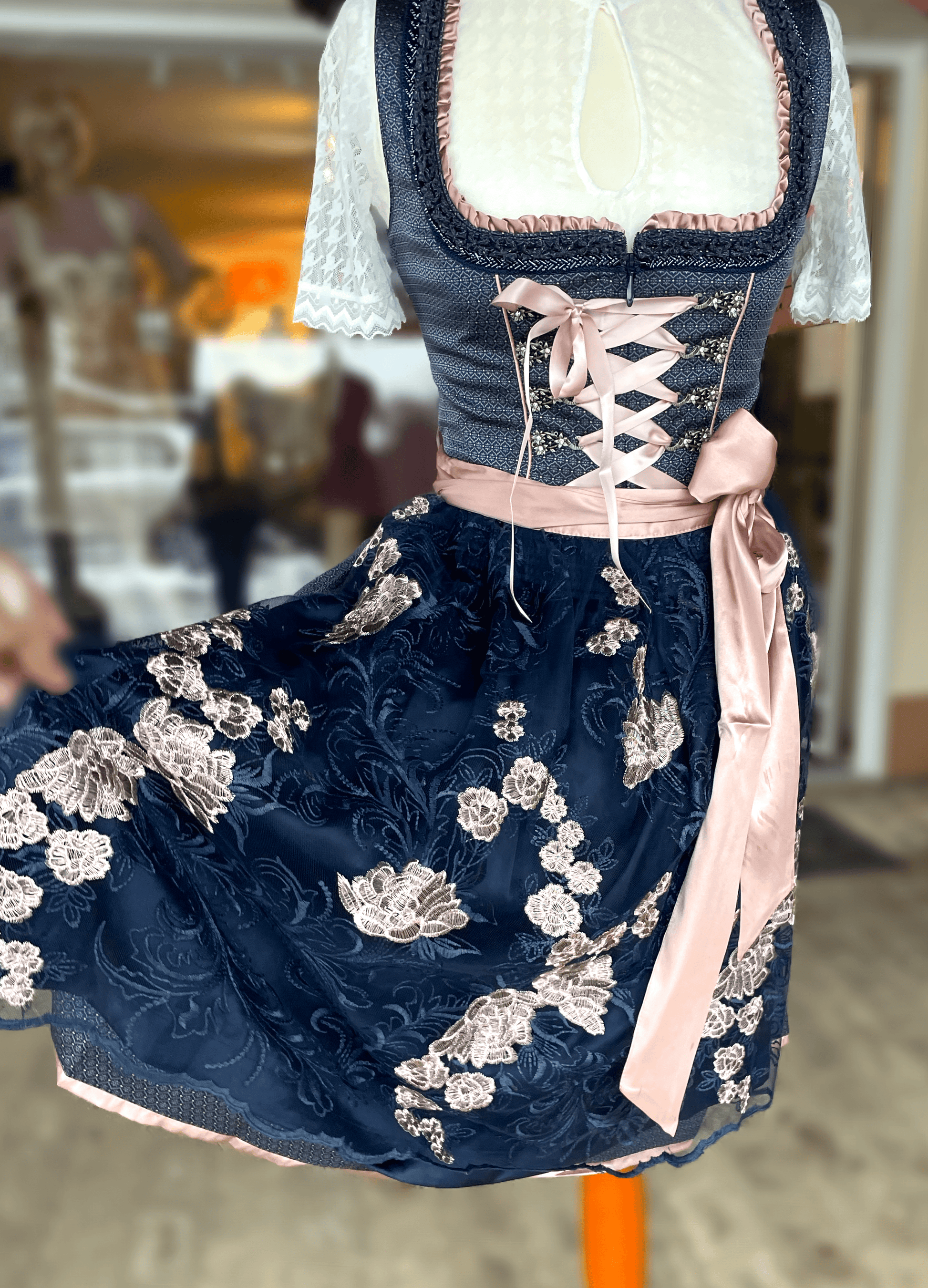 Dirndl Krüger Madl, Tracy, blau rosa, 60 cm, Midi Dirndl Krüger 