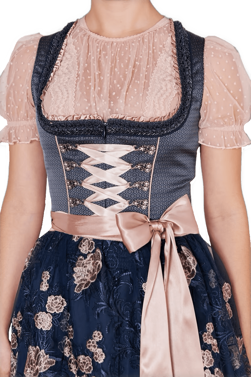 Dirndl Krüger Madl, Tracy, blau rosa, 60 cm, Midi Dirndl Krüger 