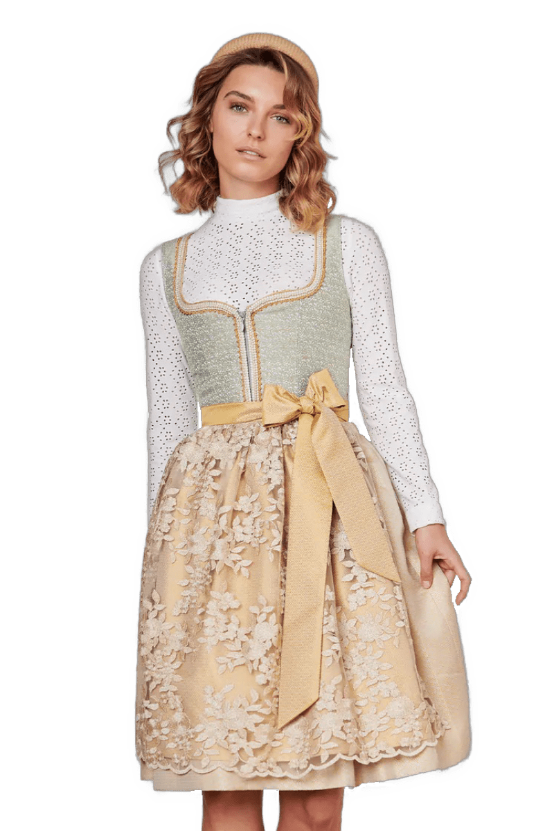 Dirndl Krüger Madl, Winnie, 60 cm, Midi, gelb, grün Dirndl Krüger 