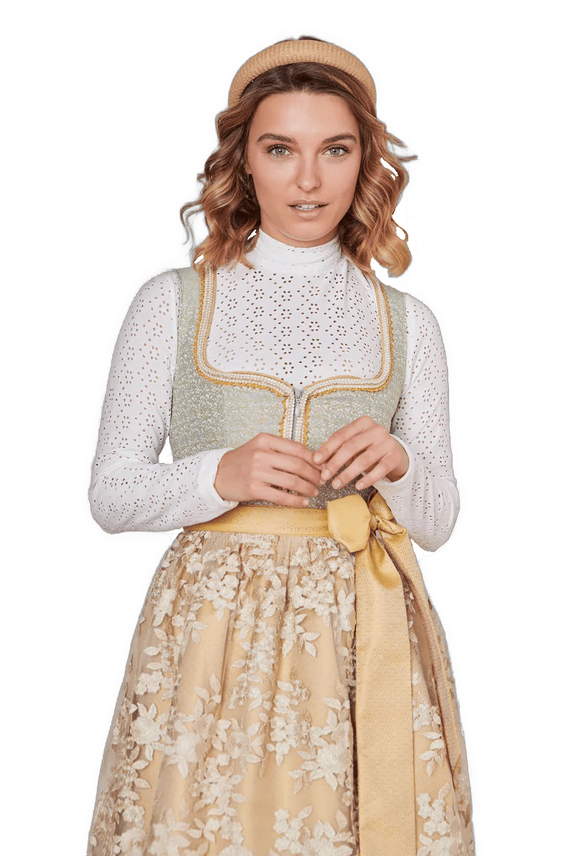 Dirndl Krüger Madl, Winnie, 60 cm, Midi, gelb, grün Dirndl Krüger 