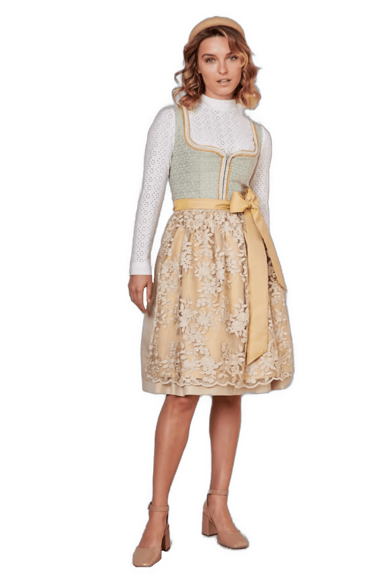 Dirndl Krüger Madl, Winnie, 60 cm, Midi, gelb, grün Dirndl Krüger 