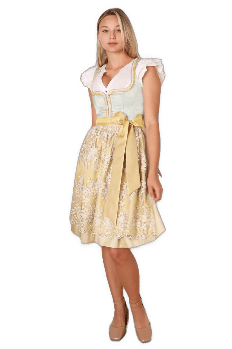 Dirndl Krüger Madl, Winnie, 60 cm, Midi, gelb, grün Dirndl Krüger 