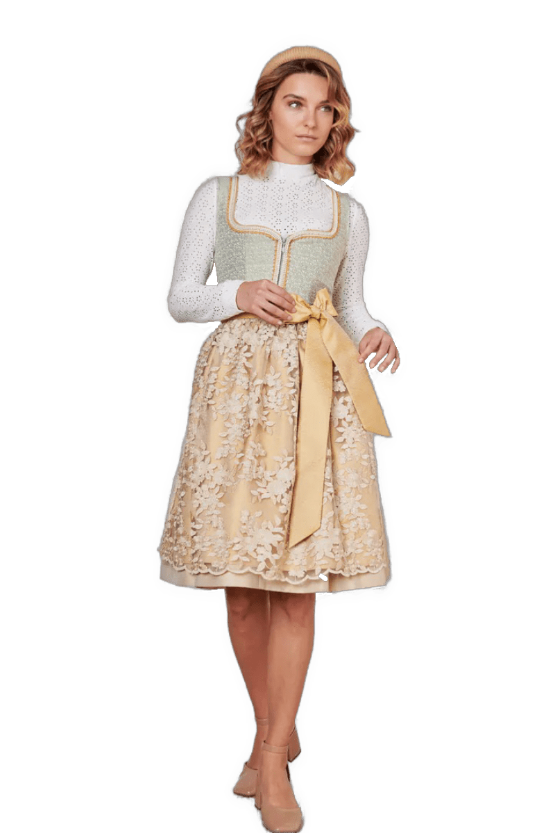 Dirndl Krüger Madl, Winnie, 60 cm, Midi, gelb, grün Dirndl Krüger 