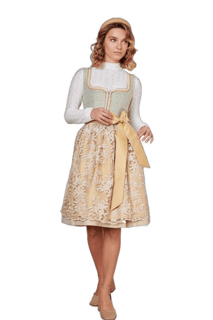 Dirndl Krüger Madl, Winnie, 60 cm, Midi, gelb, grün Dirndl Krüger 